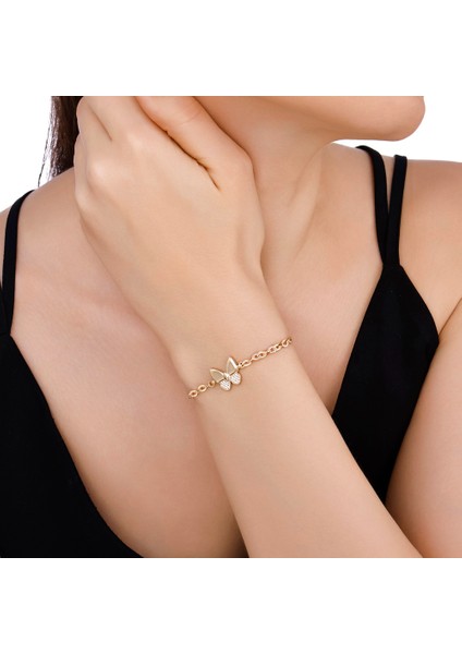 Kelebek Figürlü Tasarım Altın Bileklik - 14K modelleri