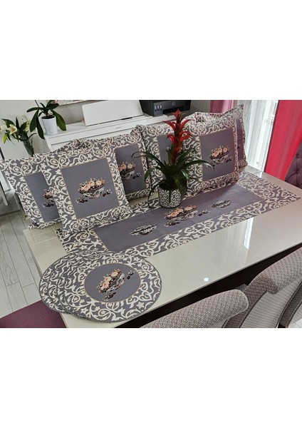 Saray Motifli Ramazan Serisi Runner- Kırlent- Suplatakım