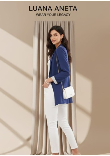 -Ceket Lacivert Kol Içi Çizgili Tek Düğmeli