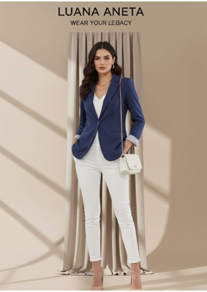 -Ceket Lacivert Kol Içi Çizgili Tek Düğmeli fiyatları