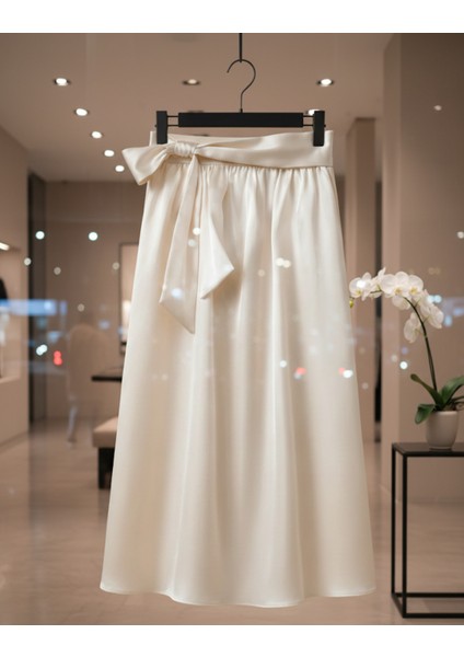 -Etek Bel Bağlamalı Uzun Maxi Şık Düz Renkli, Her Mevsim Için Uygun