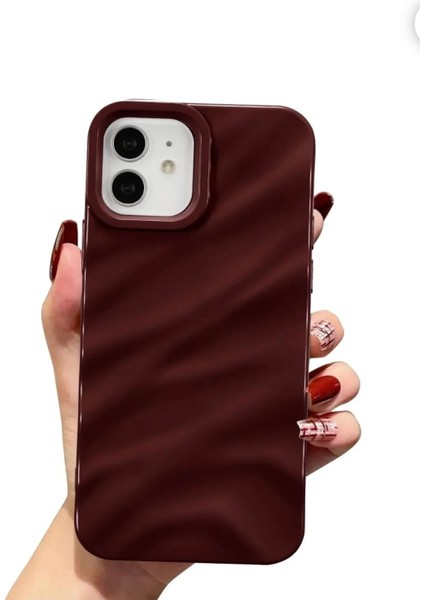 IPHONE 11 3D Dalgalı Kabartmalı Parlak Yüzeyli Bordo Kılıf fiyatları