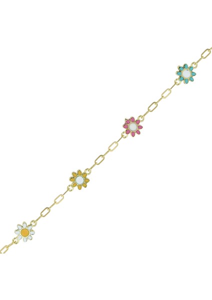 Çiçek Figürlü Altın Çocuk Bileklik - 14K fiyatları