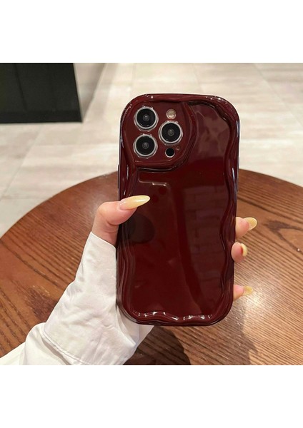 IPHONE 13 Promax Bordo Dalgalı Kenarlı Parlak Silikon Kılıf modelleri