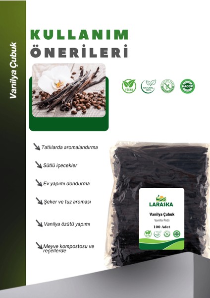 Vanilya Çubuk 100 Adet Doğal Gerçek Vanilya - Vanilla Pods 100QTY modelleri