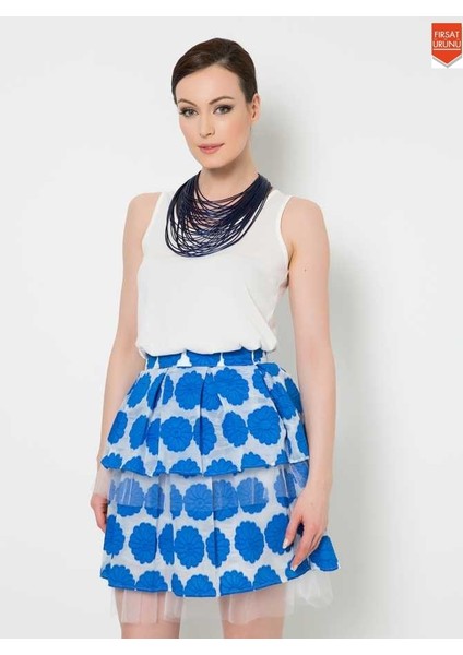 Tüllü Mini Etek Saks Y1525007_021