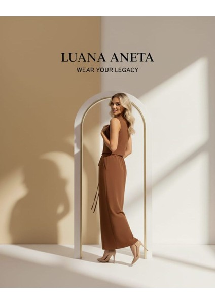 -Blazer Yelek Etek Takımı Kahverengi Kadın V Yaka Kolsuz modelleri