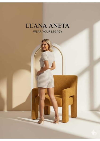 -Bluz Etek Takım Kadınlar Için Ekose Desenli Yuvarlak Yaka Günlük Aneta Luana fiyatları