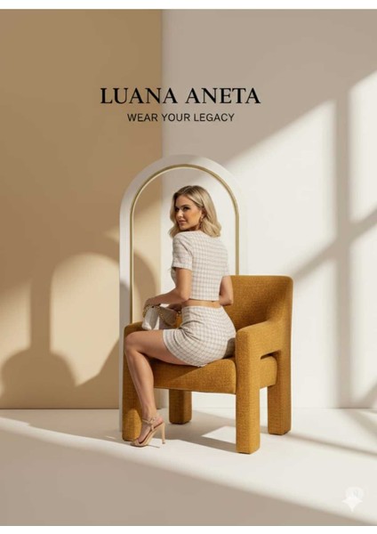 -Bluz Etek Takım Kadınlar Için Ekose Desenli Yuvarlak Yaka Günlük Aneta Luana modelleri