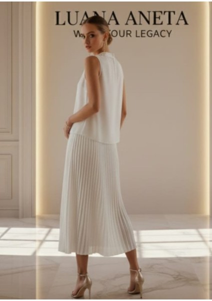 -Bluz Zarif Pileli 2'li Etek Takım fırsatları