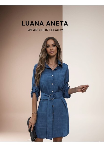 -Kadınlar Için Şık Düz Renk A Kesim Elbise