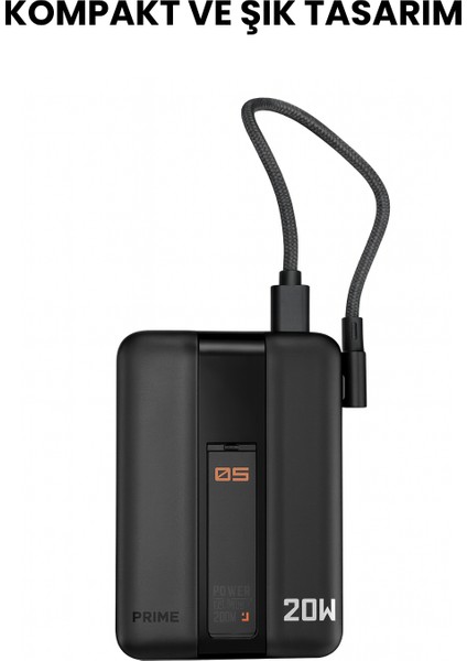 20W Hızlı Şarj Destekli Magsafe Kablosuz Powerbank | Dahili Type-C Kablolu, LED Göstergeli, Kompakt Taşınabilir Şarj Cihazı