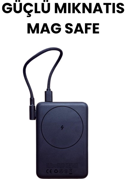 20W Hızlı Şarj Destekli Magsafe Kablosuz Powerbank | Dahili Type-C Kablolu, LED Göstergeli, Kompakt Taşınabilir Şarj Cihazı fiyatları
