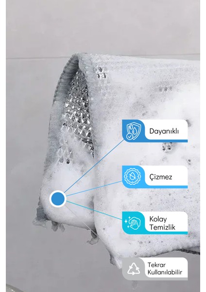 4 Adet Inox Telli Ovucu 2 Katlı Temizlik Bezi- Çizmez Bulaşık Bezi Bulaşık Teli 20X20 cm fiyatları