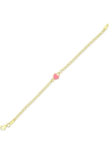 Kalp Figürlü Altın Çocuk Bileklik - 14K