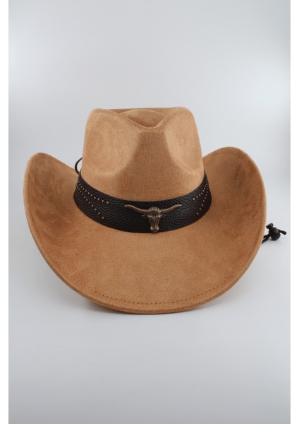 Unisex Kovboy Şapka – Ayarlanabilir Ip Detaylı, Deri Tokalı Western Şapka