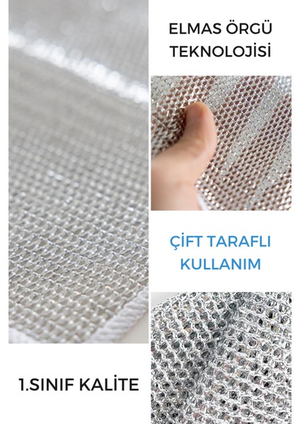 4 Adet Inox Telli Ovucu 2 Katlı Temizlik Bezi- Çizmez Bulaşık Bezi Bulaşık Teli 20X20 cm indirimleri