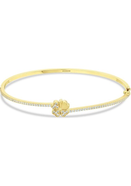 Yonca Figürlü Altın Kelepçe - 14K