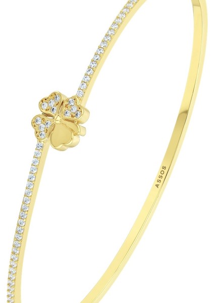 Yonca Figürlü Altın Kelepçe - 14K fırsatları