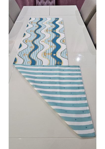 Deniz Çapa Desenli Tek Yönü Sıcak Taş Baskılı Runner