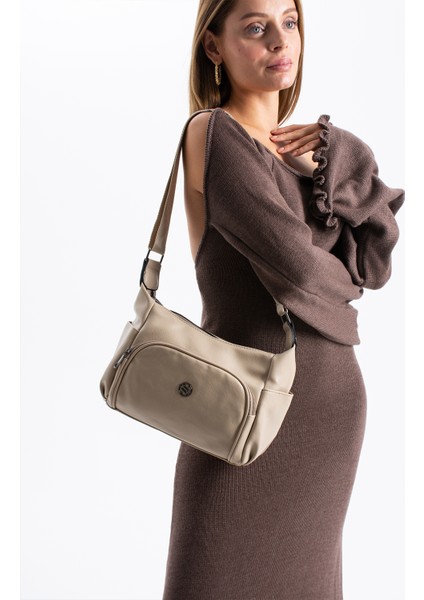 Kadın Ayarlanabilir Çapraz Askılı Çok Gözlü Suni Deri Omuz Çantası