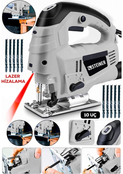 Alman 4600 W Lazerli Sjs Metal Şanzuman 6 Kademe Devirli Pandül Ayarlı Dekupaj Testere Makin modelleri