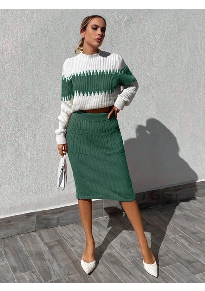 Kadın Uzun Kollu Triko Etekli Takım fiyatları