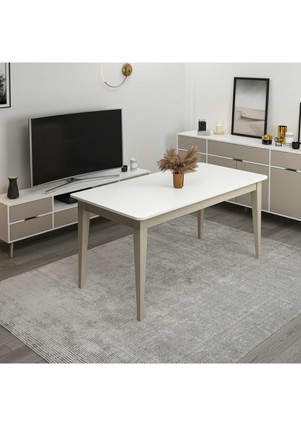 Elina Açılır Yemek Masası - Beyaz/kumtaşı