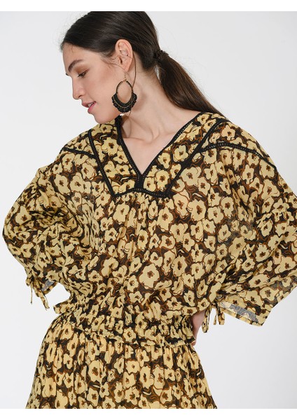 Belden Lastikli Desenli Bluz Standart Renk Y1967147_089 fiyatları