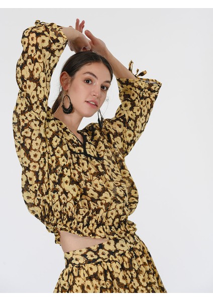 Belden Lastikli Desenli Bluz Standart Renk Y1967147_089 modelleri