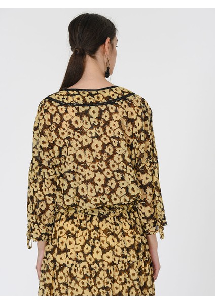 Belden Lastikli Desenli Bluz Standart Renk Y1967147_089 fırsatları