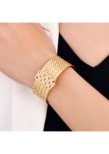 Taşlı Tasarım Altın Kelepçe Bilezik - 14K modelleri