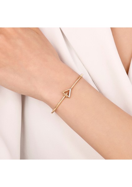 Taşlı Tasarım Altın Kelepçe Bilezik - 14K modelleri