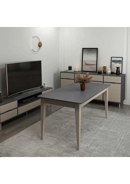 Elina Açılır Yemek Masası - Antrasit/kumtaşı modelleri