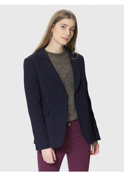 Düğme Detaylı Yırtmaçlı Yün Ceket Lacivert K1816074_015 fiyatları