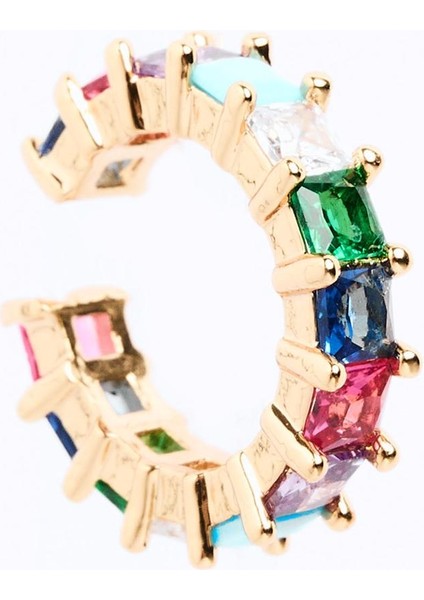 Karışık Parlak Taş Detaylı Kıkırdak Küpesi modelleri