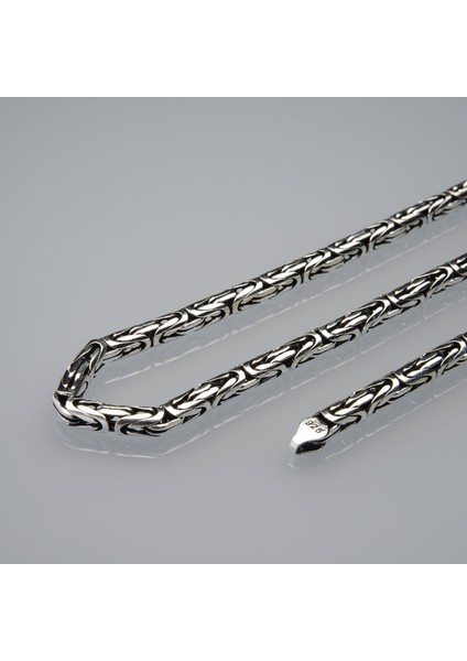 140 Mikron Oksitli Yuvarlak Kral Gümüş Zincir