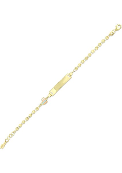 Kalp Figürlü Altın Çocuk Künye - 14K