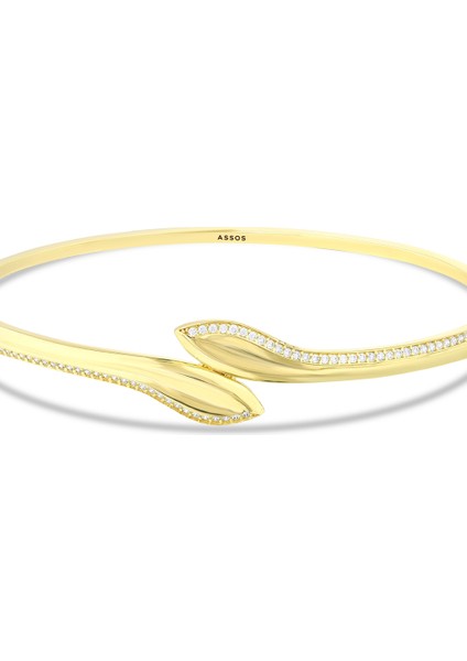 Taşlı Tasarım Altın Kelepçe - 14K fırsatları