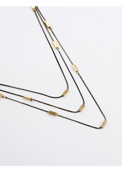 Karışık Dikdörtgen Figürlü Üçlü Ayarlanabilir Kolye modelleri