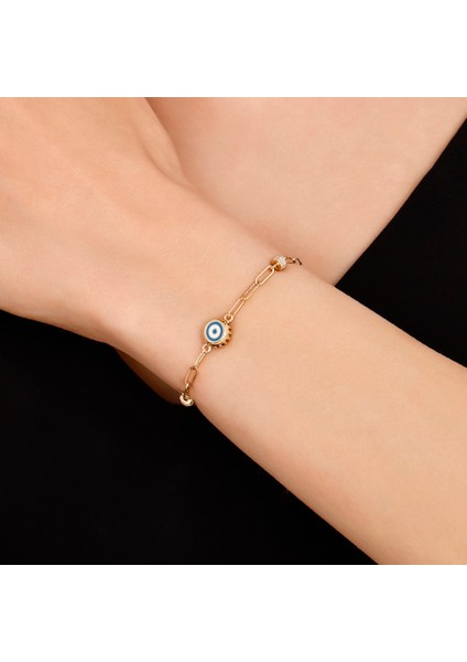 Nazar Boncuklu Tasarım Bileklik - 14K modelleri