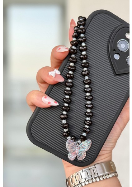Miraztasarısiyah Incili Sallanan Kelebek Aksesuarlı Telefon Charmı Telefon Askısı Telefon Ipi modelleri
