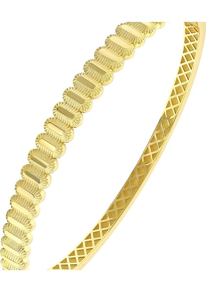 Altın Tasarım Kelepçe - 14K indirimleri