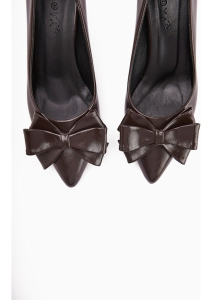 Denita Kahve Fiyonklu Kadın Topuklu Ayakkabı modelleri