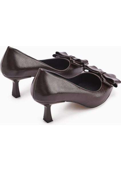 Denita Kahve Fiyonklu Kadın Topuklu Ayakkabı fırsatları