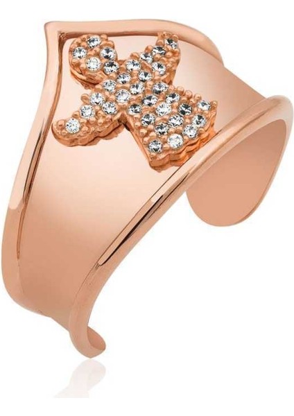 925 Ayar Gümüş Rose Melek Desenli Eklem Yüzük LR1230234 (292292)