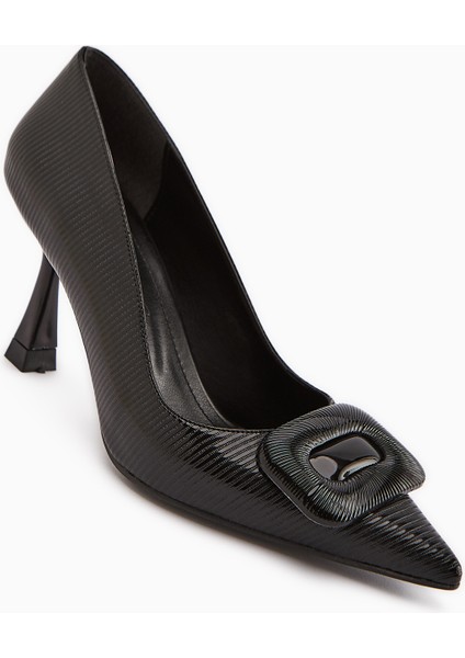 Hiam Siyah Tokalı Kadın Topuklu Ayakkabı
