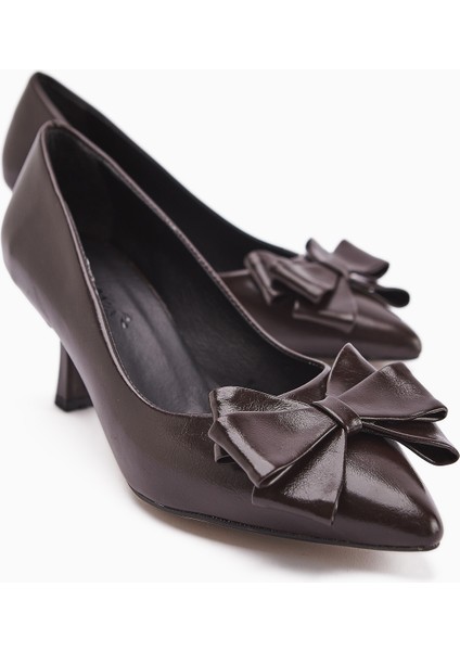 Denita Kahve Fiyonklu Kadın Topuklu Ayakkabı indirimleri