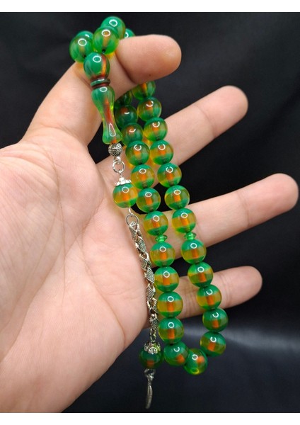 Yeşil Sarı Renk Küre Kesim Özel Sürmeli Toz Kehribar Tesbih fiyatları