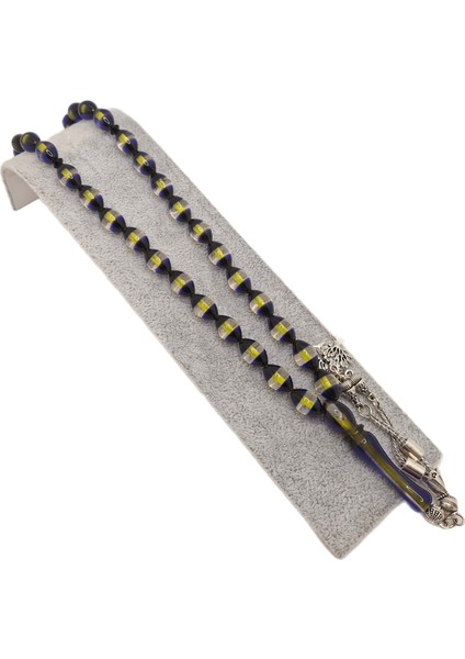 Sarı Lacivert Arpa Kesim Sürmeli Toz Kehribar Tesbih fiyatları